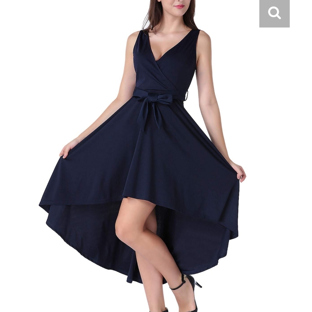 NWT Vintage inspired Tie Front Navy Party Dress - Picture 1 of 7